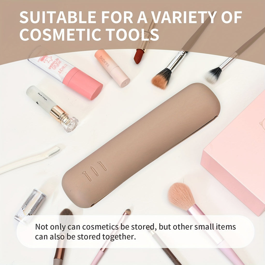 Portable Silicone Makeup Brush Holder - Soft And Stylish Travel Organizer For Makeup Tools