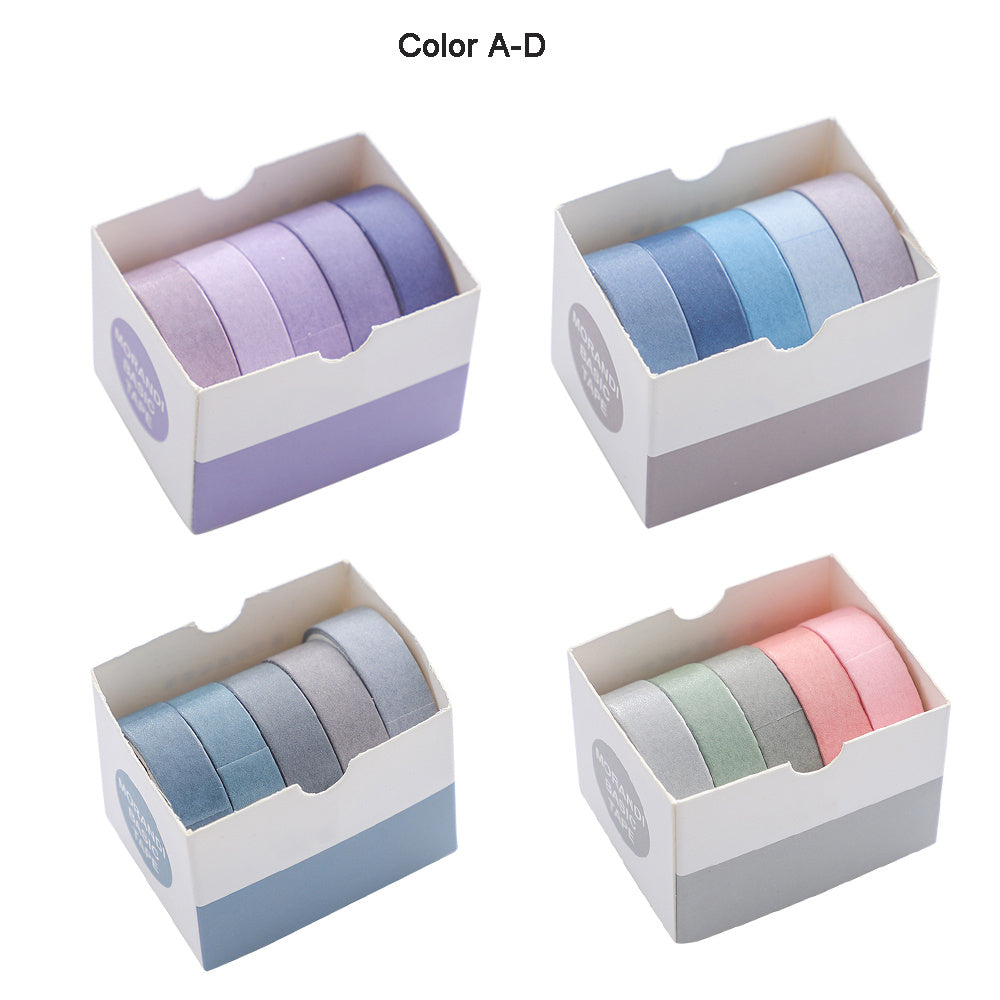 Imoda 5 Rolls Thin Wahi Tape Set Decorative Masking Tape For Journaling, DIY, Crafts, Scrapbooking 10mm (0.4 Inch) Wide 2 Meters Long