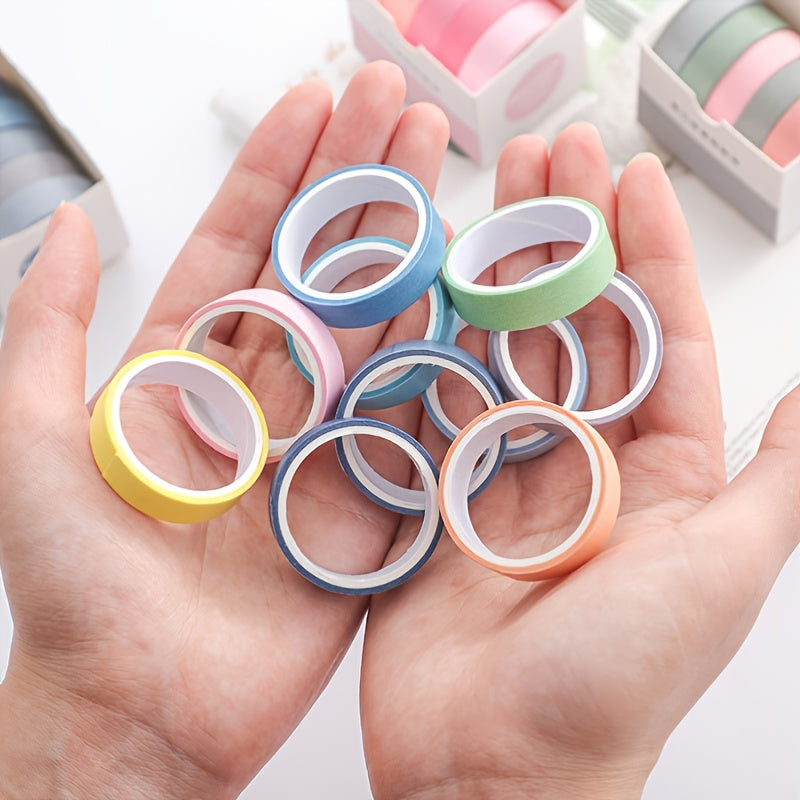 Imoda 5 Rolls Thin Wahi Tape Set Decorative Masking Tape For Journaling, DIY, Crafts, Scrapbooking 10mm (0.4 Inch) Wide 2 Meters Long