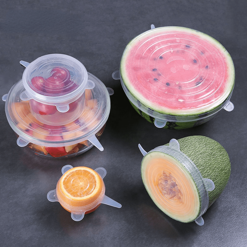 6pcs Silicone Elastic Lids, Reusable Durable Food Storage Covers, Suitable for Bowls, 6 Different Sizes to Fit Most Containers, Dishwasher and Fridge Safe, Container Covers, Meal Prep Storage, Flexible Design, Snug Fit, Foodg