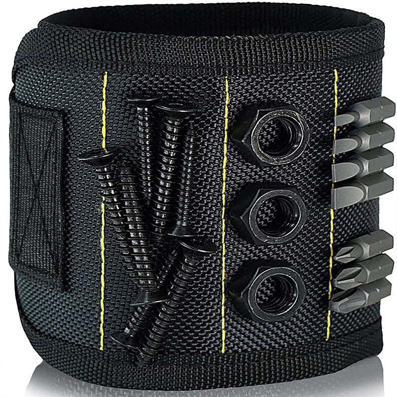 NEWSHARK Magnetic Wristband Tool Holder - Black Fabric with Strong Neodymium Magnets, Ideal for Screws, Nails, Drilling Bits | Perfect for DIY Handymen, Dads & Women, DIY Tool Holder|Magnetic Fastening|Durable Fabric, Tool Ho