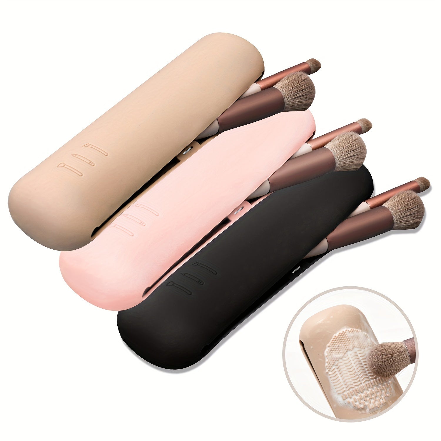 Portable Silicone Makeup Brush Holder - Soft And Stylish Travel Organizer For Makeup Tools