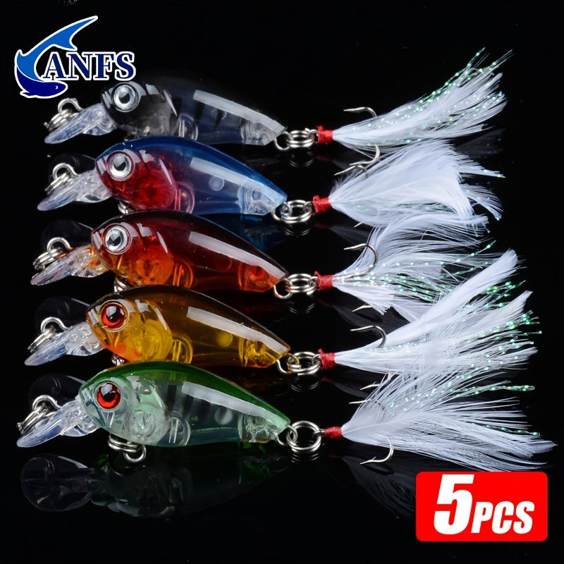 5pcs ANSWL Fishing Lure Set - Half Water, Artificial Bait, 4.5cm, 4g, ABS Material, Vibrant Colors, Ideal for Freshwater/Saltwater Fishing, Perfect Gift for Anglers, Fishing Accessories | Vibrant Fishing Lures | Durable Fishi