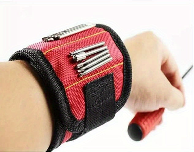 NEWSHARK Magnetic Wristband Tool Holder - Black Fabric with Strong Neodymium Magnets, Ideal for Screws, Nails, Drilling Bits | Perfect for DIY Handymen, Dads & Women, DIY Tool Holder|Magnetic Fastening|Durable Fabric, Tool Ho