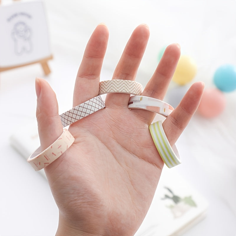 Imoda 5 Rolls Thin Wahi Tape Set Decorative Masking Tape For Journaling, DIY, Crafts, Scrapbooking 10mm (0.4 Inch) Wide 2 Meters Long