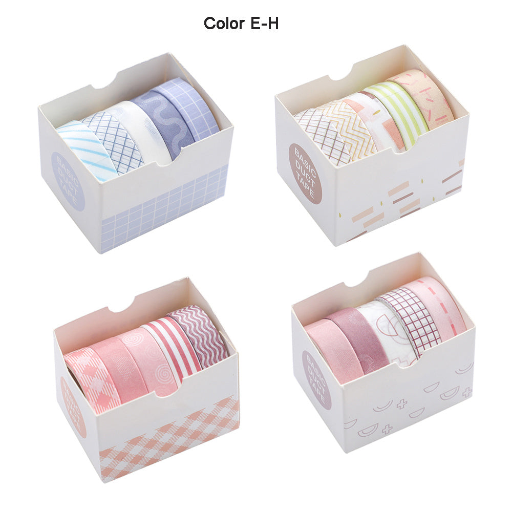 Imoda 5 Rolls Thin Wahi Tape Set Decorative Masking Tape For Journaling, DIY, Crafts, Scrapbooking 10mm (0.4 Inch) Wide 2 Meters Long