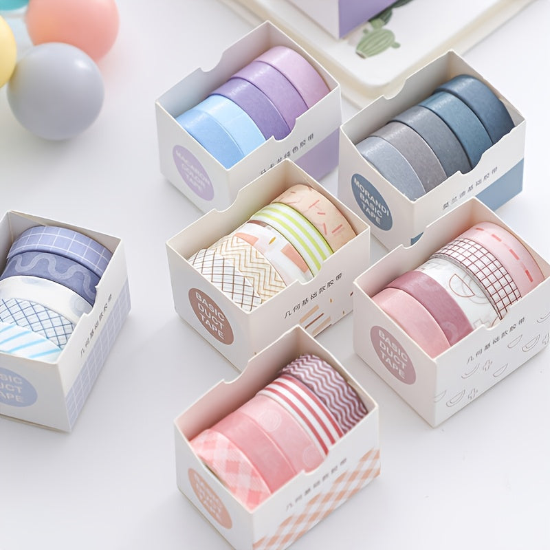 Imoda 5 Rolls Thin Wahi Tape Set Decorative Masking Tape For Journaling, DIY, Crafts, Scrapbooking 10mm (0.4 Inch) Wide 2 Meters Long