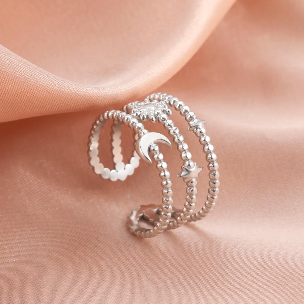 Skyrim Stainless Steel Women Rings Geometric Heart Aesthetic Adjustable Open Finger Ring Fashion Party Jewelry Gifts Wholesale
