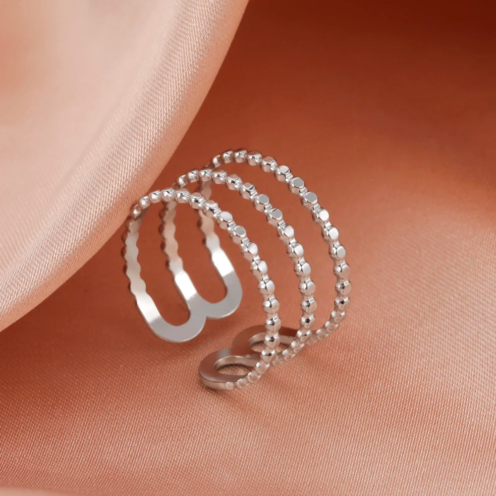 Skyrim Stainless Steel Women Rings Geometric Heart Aesthetic Adjustable Open Finger Ring Fashion Party Jewelry Gifts Wholesale