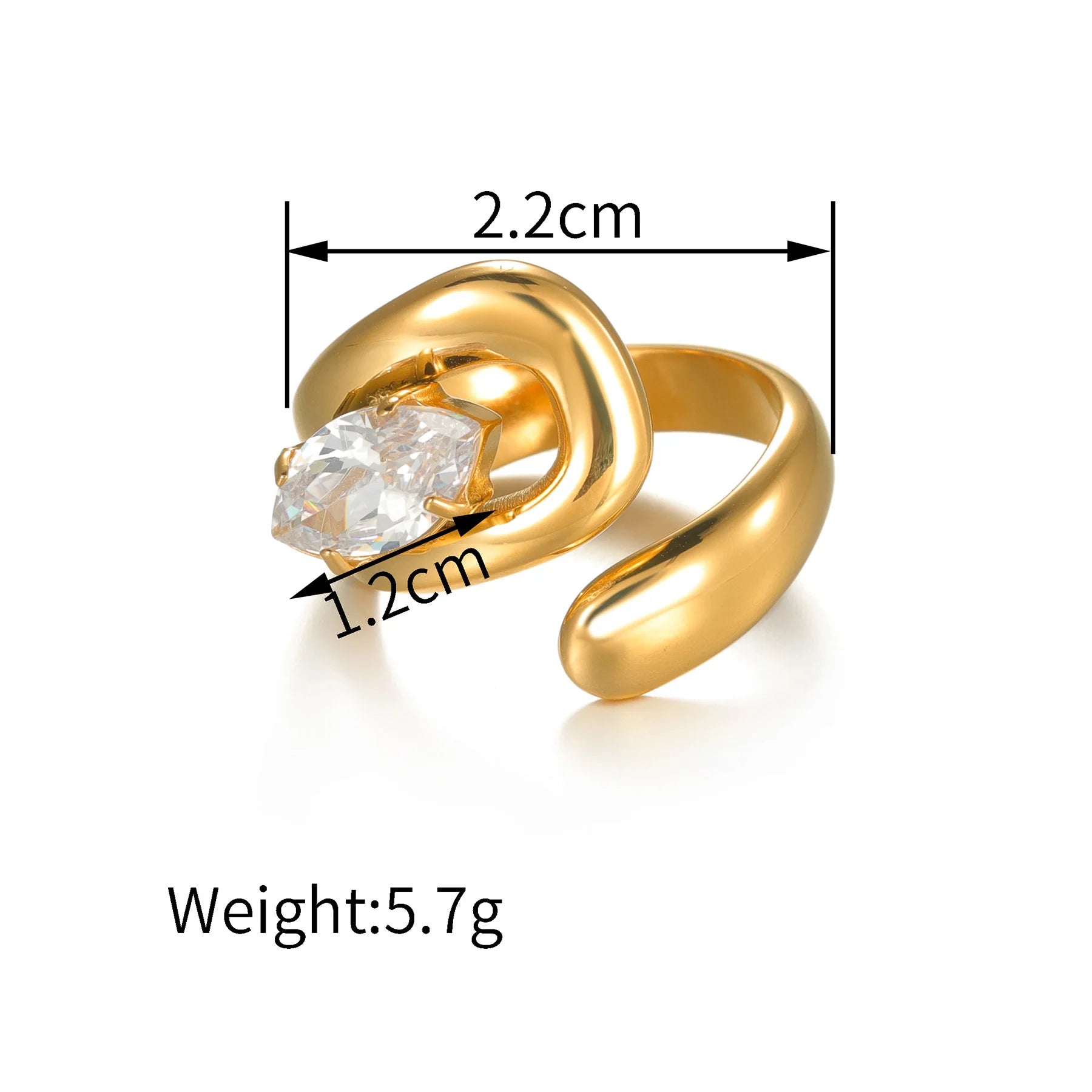 Seakissky Fashion Gold Silver Mixed Color Double-layer Open Ring Stainless Steel Unique High-quality Jewelry Gifts For Women Men