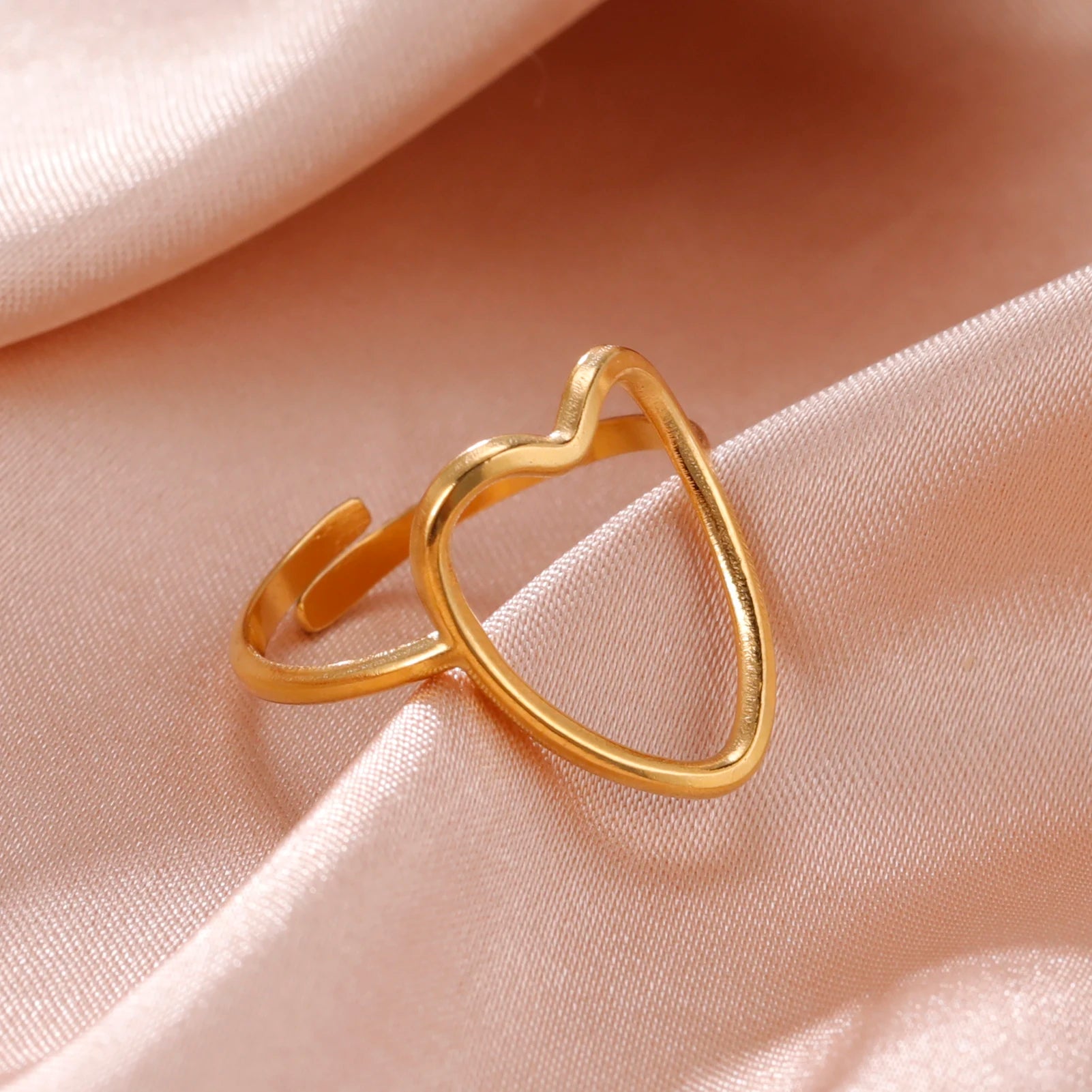 Skyrim Stainless Steel Women Rings Geometric Heart Aesthetic Adjustable Open Finger Ring Fashion Party Jewelry Gifts Wholesale