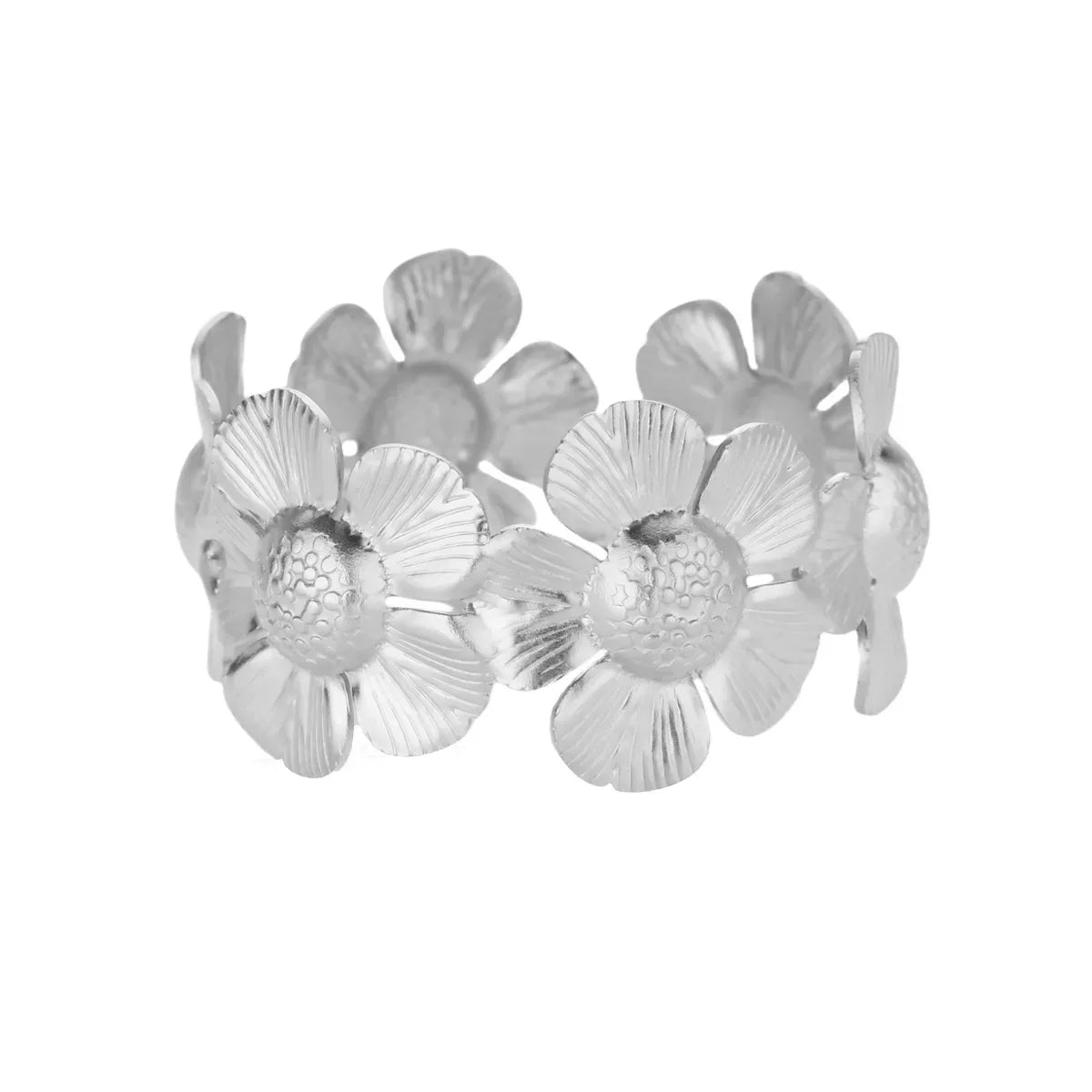Vintage Flower Bangles For Women Gold Color Stainless Steel Flower Bangles Bracelets Femme Jewelry Party Gift pulseras