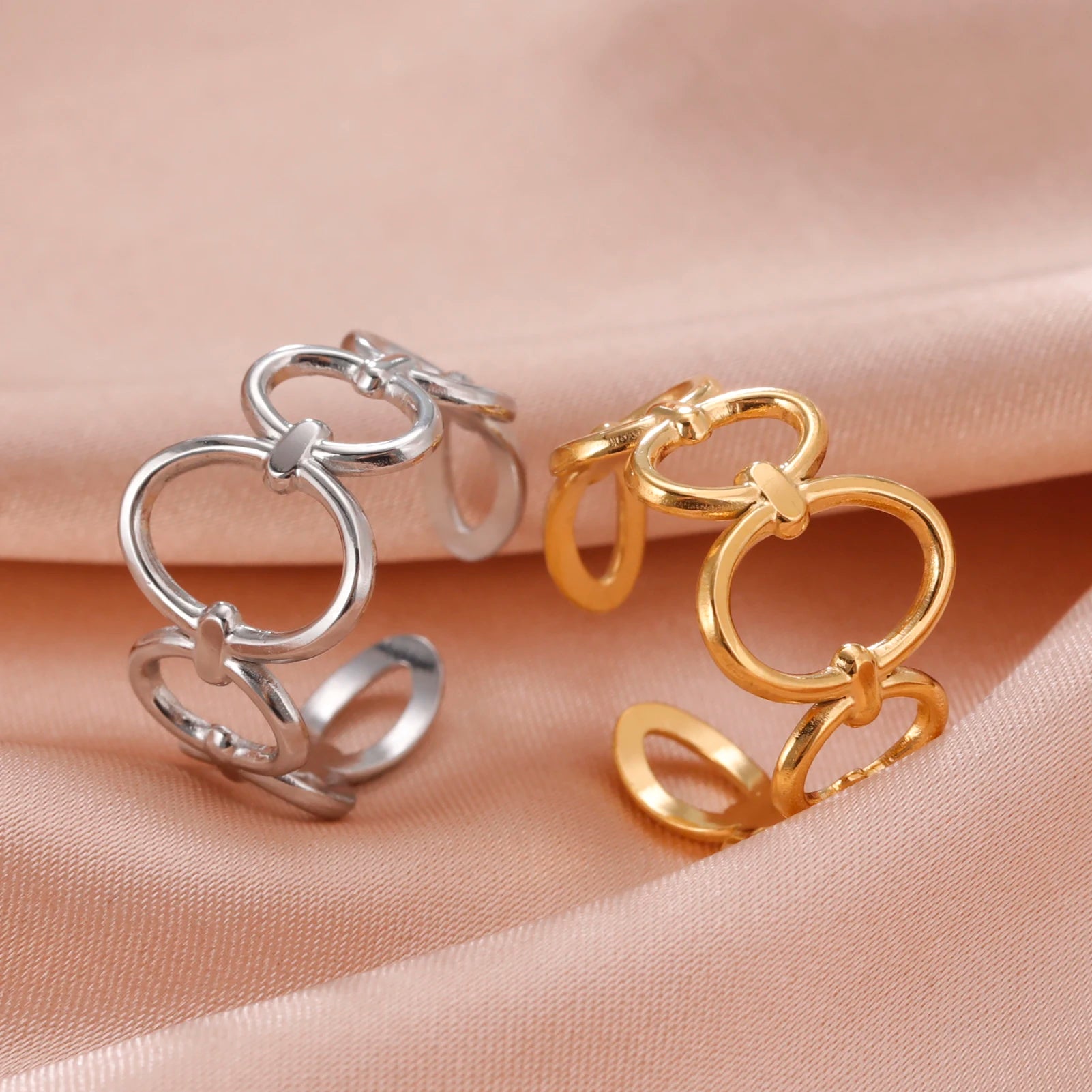 Skyrim Stainless Steel Women Rings Geometric Heart Aesthetic Adjustable Open Finger Ring Fashion Party Jewelry Gifts Wholesale