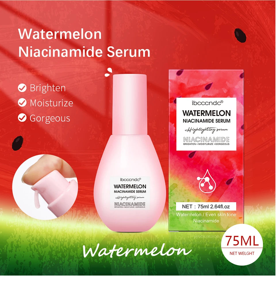 New Watermelon Glow Niacinamide Dew Drops Serum Makeup Primer Cream Lightweight Facial Serum & Priming Liquid Brightner