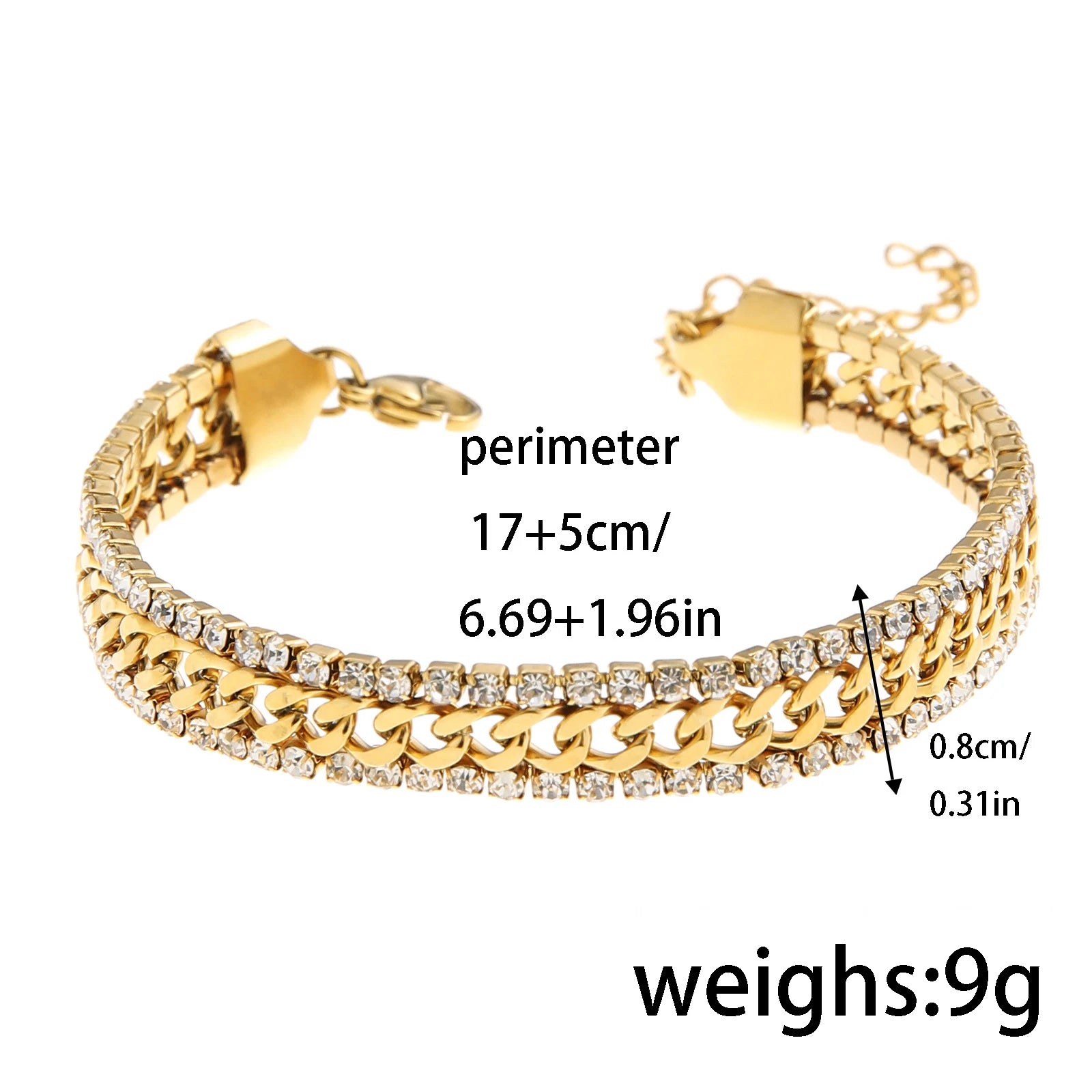 Tennis Bracelet with Cubic Zirconia 18K Gold Plated Stainless Steel Bracelet Hypoallergenic Luxury Jewelry Gift for Women/girls