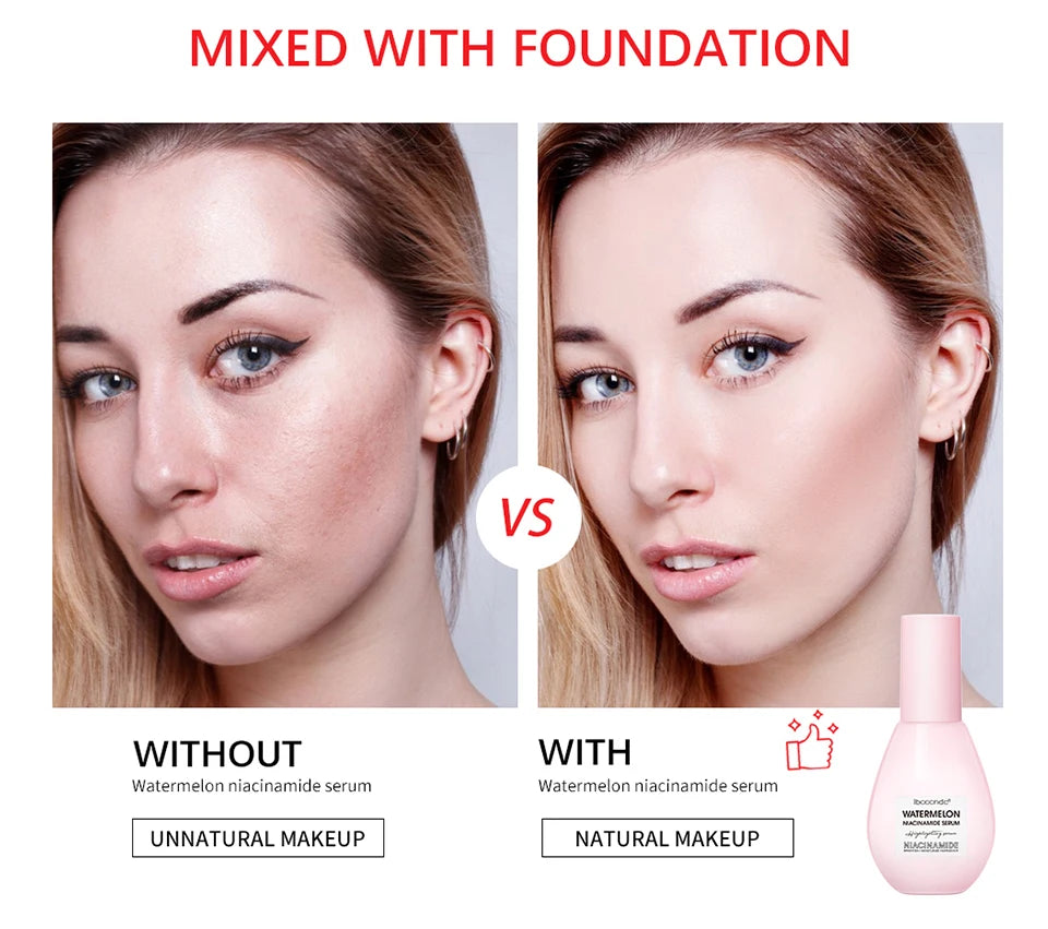New Watermelon Glow Niacinamide Dew Drops Serum Makeup Primer Cream Lightweight Facial Serum & Priming Liquid Brightner