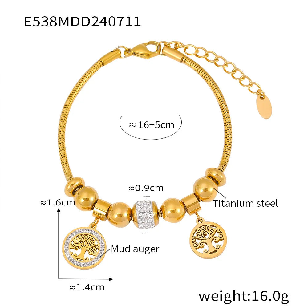 316L Stainless Steel Heart Charm Bracelets For Women 18k Gold Plated Various Pendants With Shining Zircon Women's Hand Bracelet