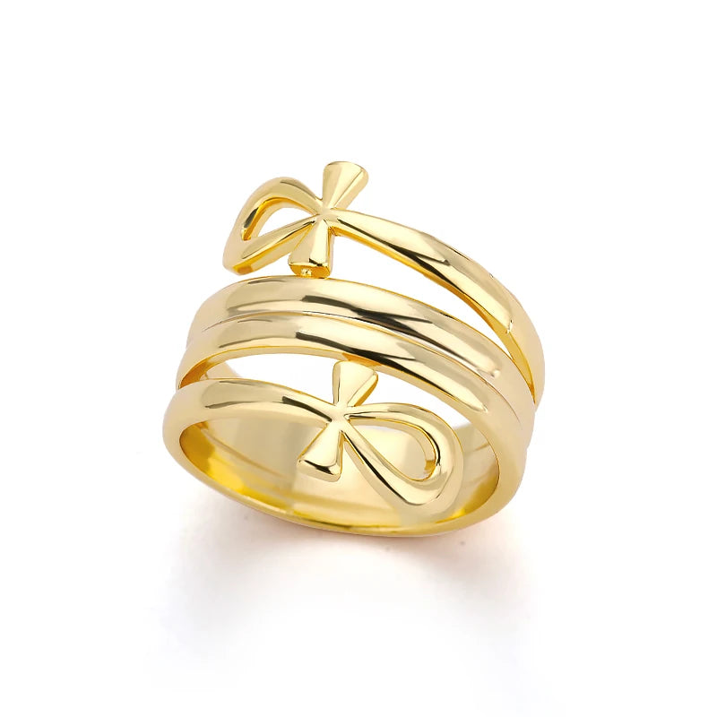 Stainless Steel Chunky Wide Rings For Women Vintage Gold Color Geometric Open Finger Ring Fashion Minimalist Jewelry Gift Femme