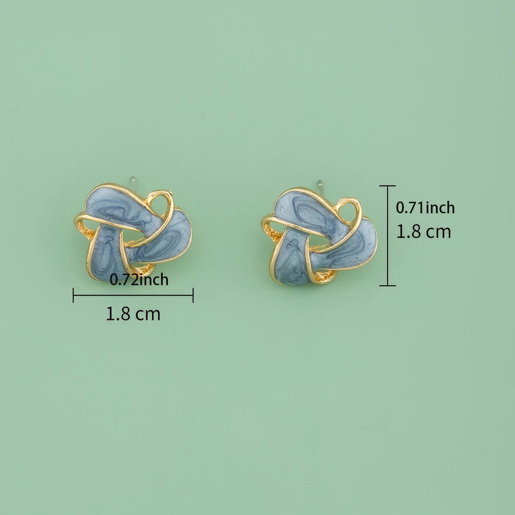Vintage Geometric Enamel Stud Earrings 14K Gold Plated Bohemian Style For Women Jewelry 1Pair