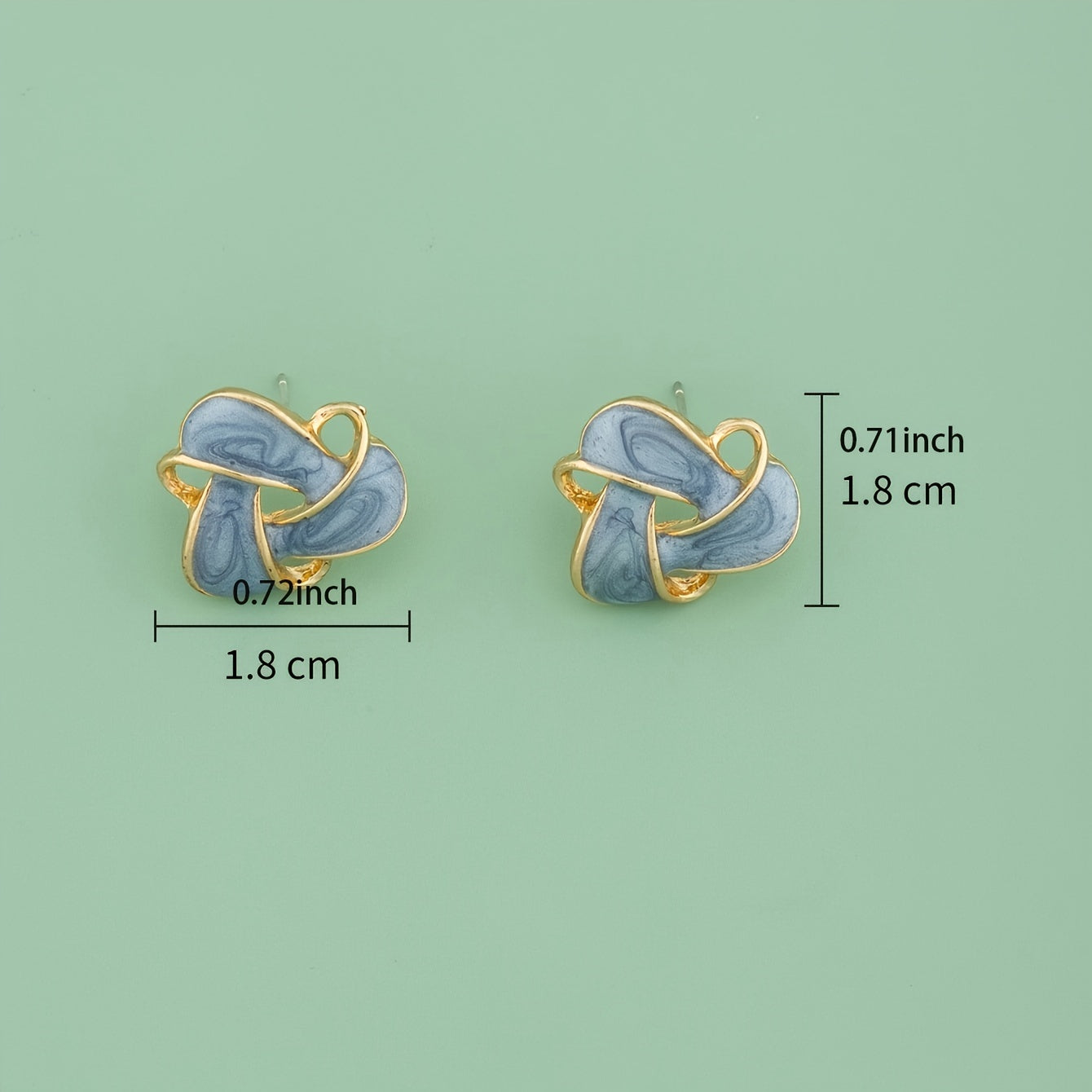 Vintage Geometric Enamel Stud Earrings 14K Gold Plated Bohemian Style For Women Jewelry 1Pair