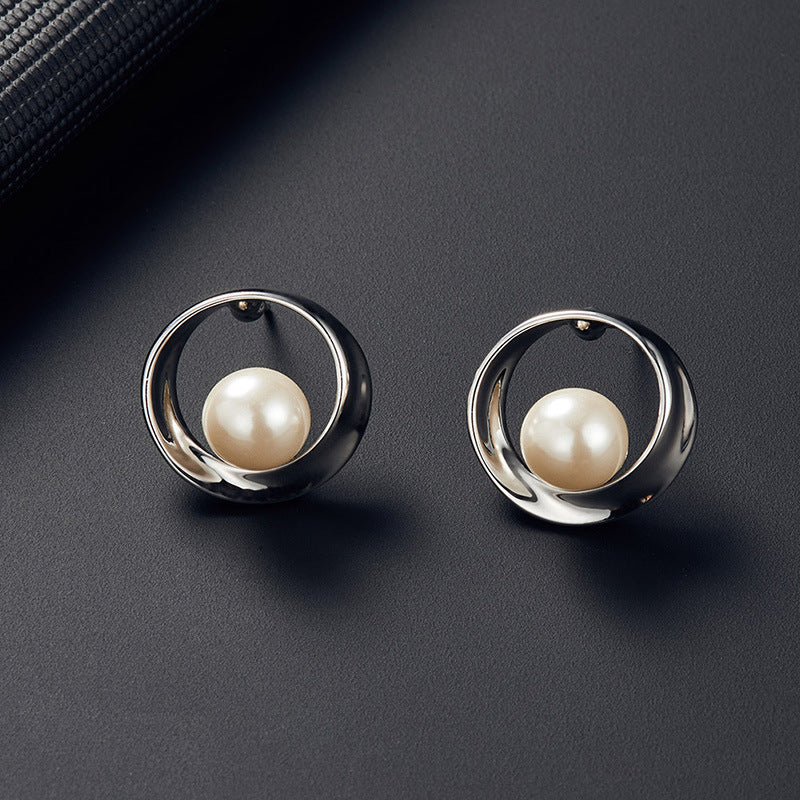 Fashion Simple Faux Pearl Necklace Pendant Round Earrings Jewelry Set Men Women Gifts