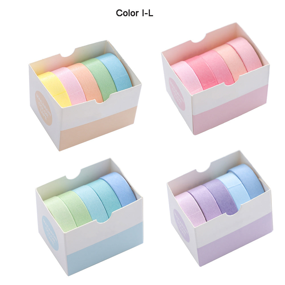 Imoda 5 Rolls Thin Wahi Tape Set Decorative Masking Tape For Journaling, DIY, Crafts, Scrapbooking 10mm (0.4 Inch) Wide 2 Meters Long