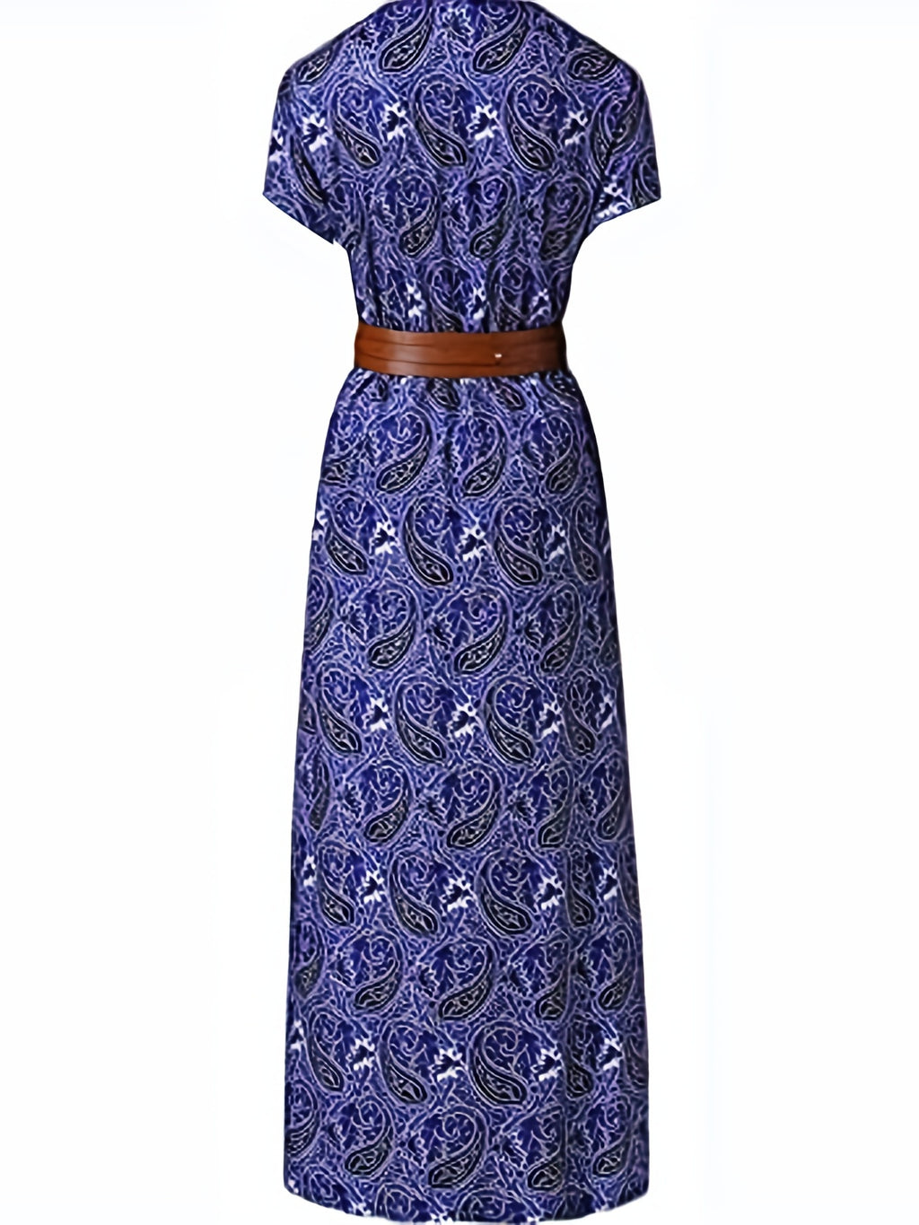 2020 Fashion, Trendy Bohemian Printed V-Neck Maxi Dress with Belt, Adult, Polyester, Elegant, Summer, Peplum, Woven