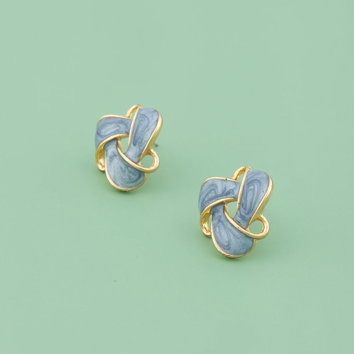 Vintage Geometric Enamel Stud Earrings 14K Gold Plated Bohemian Style For Women Jewelry 1Pair