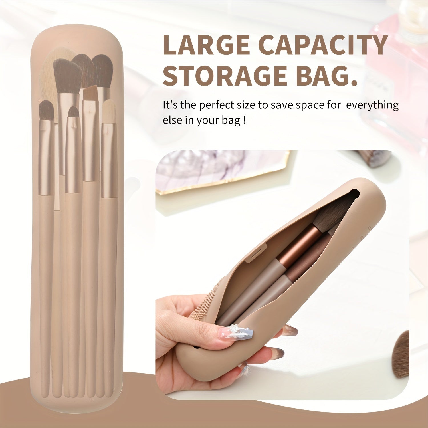 Portable Silicone Makeup Brush Holder - Soft And Stylish Travel Organizer For Makeup Tools