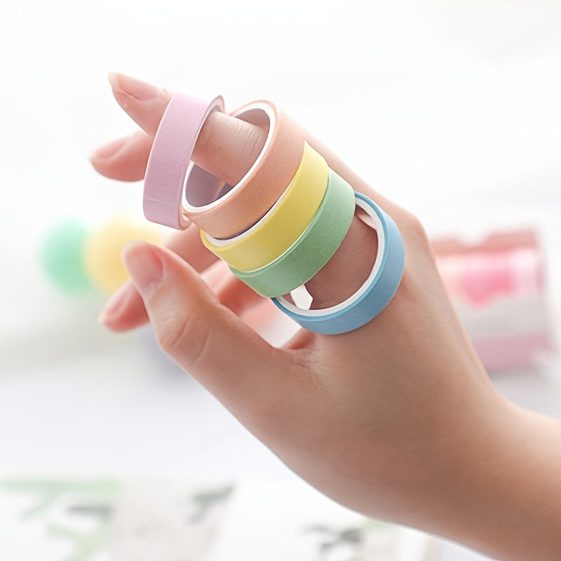 Imoda 5 Rolls Thin Wahi Tape Set Decorative Masking Tape For Journaling, DIY, Crafts, Scrapbooking 10mm (0.4 Inch) Wide 2 Meters Long